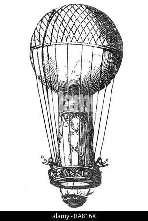 Transport / transport, aviation, ballons, montgolfière avec coupe-feu des frères Joseph Michel et Jacques Etienne Montgolfier, 1783, Banque D'Images