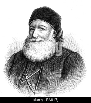 Muhammad Ali, 1769 - 12.8.1849, Khedive d'Egypte 13.2.1841 - 12.8.1849, portrait, gravure de bois, XIXe siècle, , Banque D'Images