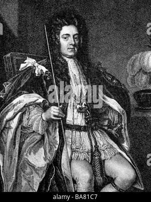 , Sidney Godolphin, vers 1645 - 15.9.1712, politicien britannique, demi-longueur, gravure sur bois par T. W. Mote après peinture par Godfrey Kneller, vers 1710, l'artiste a le droit d'auteur , de ne pas être effacé Banque D'Images