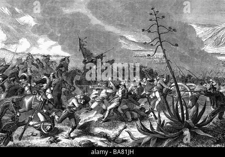 Événements, Peninsula War 1808 - 1814, Battle of Medellin, 28.3.1809, charge de cavalerie française, gravure en bois, 19ème siècle, soldats, militaires, espagnols, cuirassiers, guerres napoléoniennes, historique, historique, peuple, Banque D'Images