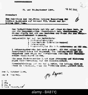 Nazisme / socialisme national, crimes, camps de concentration, Neu-Stassfurt, sous-camp 'Reh' de Buchenwald, documents, statut de la contre, 2.10.1944, , Banque D'Images