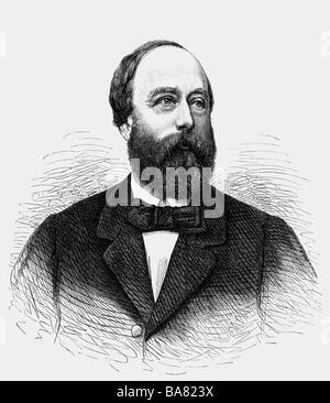 Henry Charles 29.9.1820 - 24.8.1883, comte de Chambord, Prétendal du trône de France 6.11.1836 - 24.8.1883, portrait, gravure de bois, 1873, , Banque D'Images