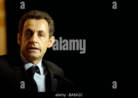 Paris (75) : Nicolas Sarkozy au "décharger" Comité National (Union pour un mouvement populaire) (2009/01/24) Banque D'Images