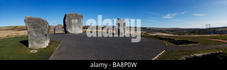 Vue panoramique sur les pierres Aneuron Bevan près de Tredegar au Pays de Galles. Banque D'Images