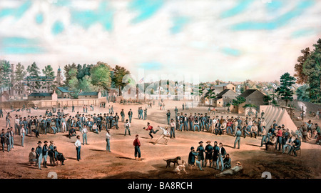 Prisonniers de l'Union à Salisbury, N.C jouer au baseball au cours de la guerre civile aux Etats-Unis, vers 1863 Banque D'Images