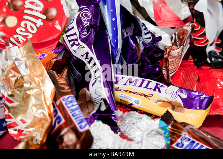 Assortiment de bonbons de chocolat et d'emballage Banque D'Images