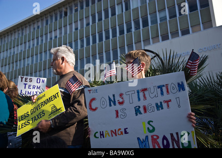 Manifestation publique, Tea Party. Banque D'Images