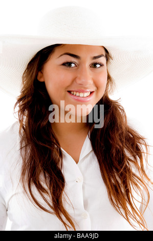 Young smiling woman wearing hat Banque D'Images