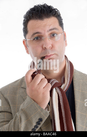 Homme avec un cigare dans la bouche Banque D'Images