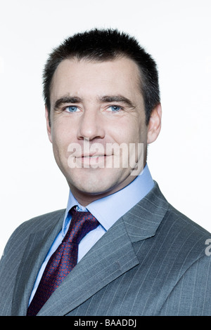 Portraits expressifs isolé sur fond blanc d'un bel homme Banque D'Images