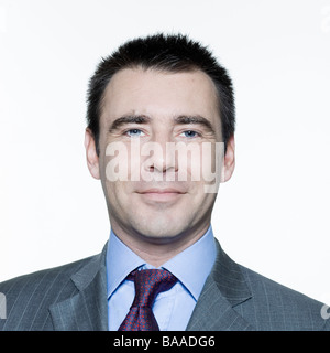 Portraits expressifs isolé sur fond blanc d'un bel homme Banque D'Images