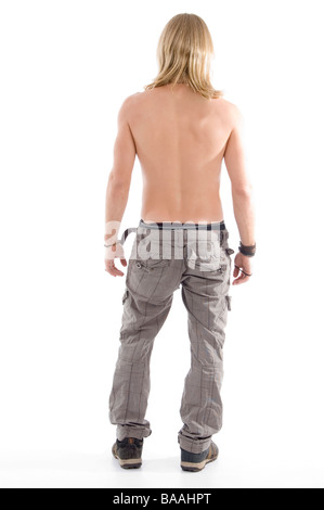 Retour pose d'homme musclé Banque D'Images