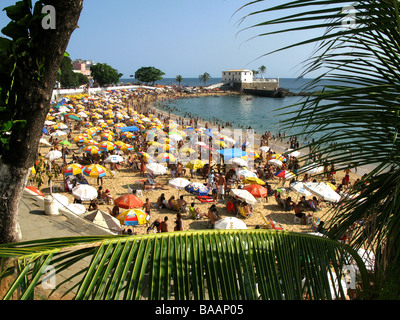 Plage de Porto da Barra, Salvador de Bahia, Brésil Banque D'Images