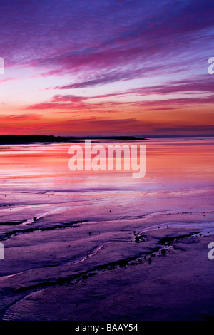 Coucher de soleil sur la rivière Humber entre East Yorkshire et lincolnshire du nord Banque D'Images
