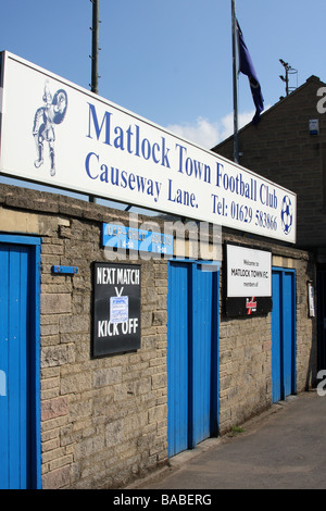 Matlock Town Football Club, Causeway Lane, Matlock, Derbyshire, Angleterre, Royaume-Uni Banque D'Images