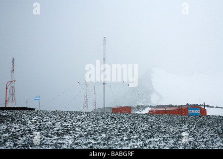 Blizzard sub-antarctiques Orcadas base de recherche argentin Laurie Island South Orcades Antarctique Banque D'Images