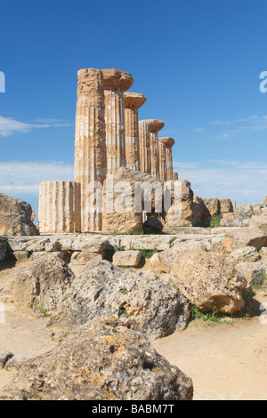 Temple d'Hercule, Vallée des Temples, ruines grecques, Agrigente, Sicile, Italie Banque D'Images