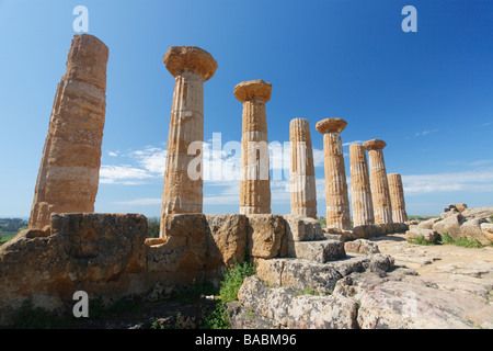 Temple d'Hercule, Vallée des Temples, ruines grecques, Agrigente, Sicile, Italie Banque D'Images