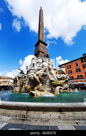 Fontana del Quattro Flumi à Piazza Navona, Rome Banque D'Images