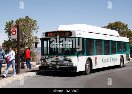 Navette à ermites reste d'autobus sur la route rouge parc national de Grand Canyon South Rim arizona usa Banque D'Images