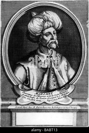 (Muhammad Abu al Kasim Mohammed ibn Abdallah), vers 570 - 8.6.632, le Prophète d'Arabie, fondateur de l'Islam, portrait dans l'histoire du châssis, peinture, gravure sur cuivre, vers 18ème siècle, Etienne Desroches, Paris, l'artiste n'a pas d'auteur pour être effacé Banque D'Images