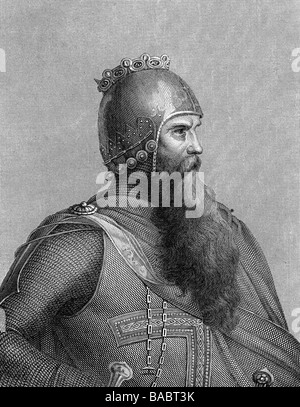 Frederick Barbarossa 'je', circa 1122 - 10.6.1190, Roi de France, empereur romain saint 18.6.1155 - 10.6.1190, demi-longueur, side view, gravure sur acier par Carl Deucker après peinture par Lessing, 19e siècle, l'artiste n'a pas d'auteur pour être effacé Banque D'Images