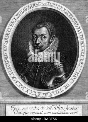 Tilly, Johann Tserclaes, 1559 - 20.4.1632, général wallon, portrait, gravure sur cuivre par Karl Gustav Amling, 1677, , n'a pas d'auteur de l'artiste pour être effacé Banque D'Images