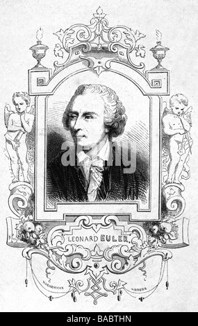 Euler, Leonhard, 15.4.1707 - 7.9.1783, mathématicien suisse, physicien, portrait, gravure, par Michel A. Hendrickx (1847 - 1906), après peinture de Mather Brown 1761 - 1831, deuxième moitié du XIXe siècle, Banque D'Images