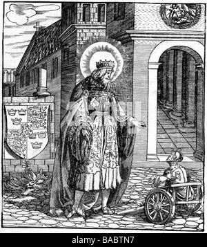 Édouard le Confesseur', 'circa 1003 - 5.1.1066, le roi d'Angleterre depuis 1042, saint, pleine longueur, gravure sur cuivre, 16ème / 17ème siècle, l'artiste n'a pas d'auteur pour être effacé Banque D'Images