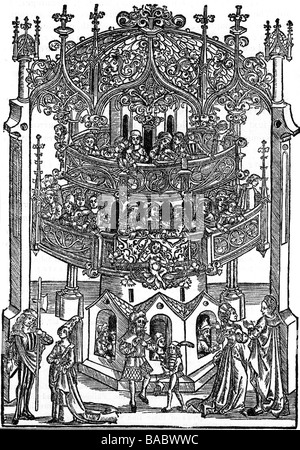 Terence (Publius Terentius Afer), vers 190 - 159 av. J.-C., poète romain, gravure en cuivre sur la page de titre d'une édition allemande de ses œuvres, imprimée par Johann Grueninger, Strasbourg, Allemagne, 1499, Banque D'Images