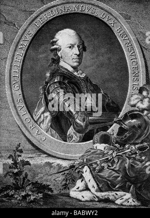 William Charles Ferdinand, 9.10.1735 - 10.11.1806, duc de Brunswick-Wolfenbuttel 26.3.1780 - 10.11.1806, demi-longueur, gravure sur cuivre par C. Kohl, 18e siècle, l'artiste a le droit d'auteur , de ne pas être effacé Banque D'Images