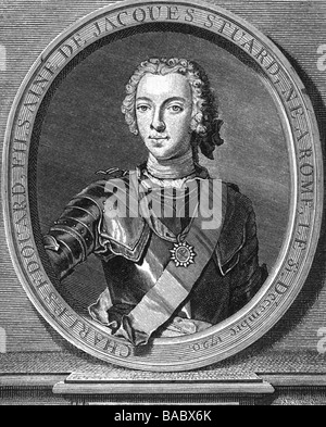 Stuart, Charles Edward, 31.12.1720 - 30.1.1788, prestataire aux trônes de l'Ecosse, l'Angleterre et l'Irlande, demi-longueur, gravure sur cuivre par Jean Daulle, 1744, , n'a pas d'auteur de l'artiste pour être effacé Banque D'Images