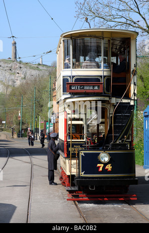 Crich Tramway Museum, Crich, Derbyshire, Angleterre, Royaume-Uni Banque D'Images