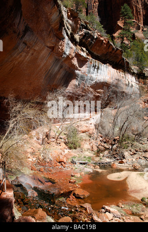 Vue de la basse chute d'emerald pool Zion Canyon National Park Utah usa Banque D'Images