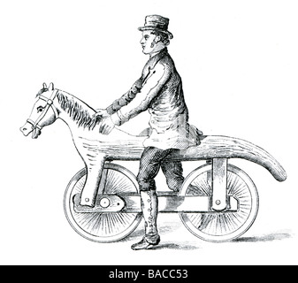 Le Dandy horse machine de course vélo vélocipède alchimiste véhicule deux-roues de transport Banque D'Images