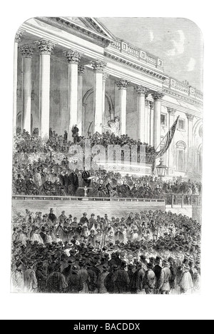 La deuxième inauguration du président Abraham Lincoln en face du Capitole à Washington 1865 Banque D'Images