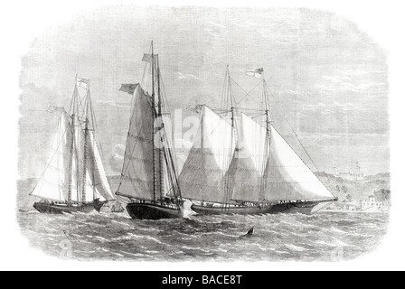 L'american fleetwing henrietta vesta yachts saluer sa majesté off Osborne House 1867 Banque D'Images