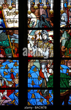 Jeanne d'Arc entre dans Orléans en 1429 vitrail à Orléans Loiret France Banque D'Images