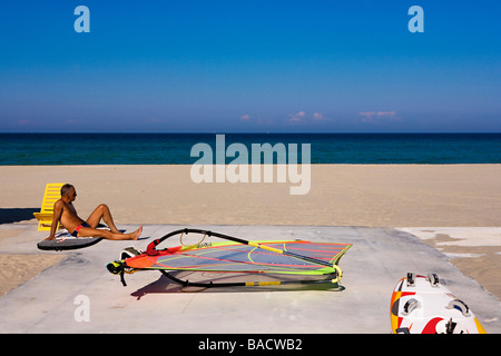 Italie, Pouilles, Salento, Otranto, plages situé au nord d'Otrante, autour d'Alimini Banque D'Images