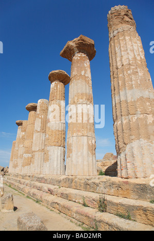 Temple d'Hercule, Vallée des Temples, ruines grecques, Agrigente, Sicile, Italie Banque D'Images