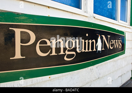 Bureau du journal de pingouin, Stanley, îles Falkland. Banque D'Images