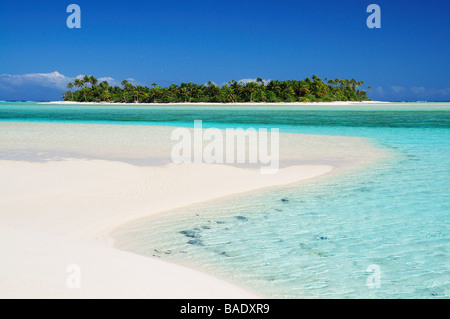 L'île de Maina et Beach, Aitutaki Lagoon, Aitutaki, Îles Cook Banque D'Images