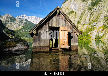 Le hangar à bateaux, Bodensee, parc national de Berchtesgaden, en Bavière, Allemagne Banque D'Images