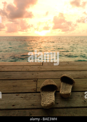 Les chaussures de plage, Belize Banque D'Images