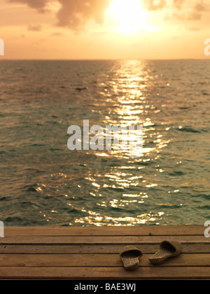 Les chaussures de plage, Belize Banque D'Images