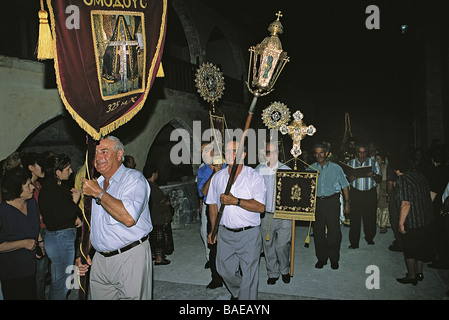 Chypre, région de Troodos, Omodos, fête de la Sainte Croix, procession Banque D'Images