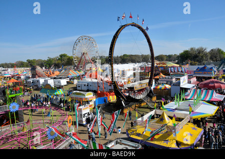 Vue aérienne de l'usine Strawberry Festival City en Floride Banque D'Images