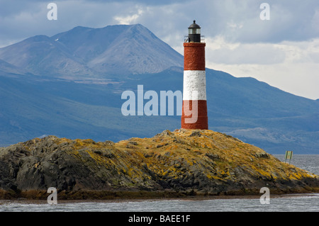 L'extrême sud de la pointe dans le monde autrement connu comme Les Eclaireurs. Le canal de Beagle, Ushuaia, Tierra del Fuego. Banque D'Images