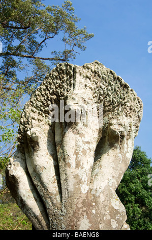 Terrasse balustrade Naga des éléphants Angkor Thom Siem Reap Cambodge Banque D'Images