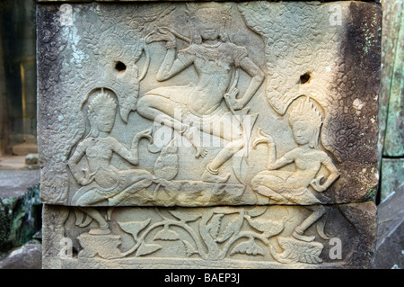 Danseuse Apsara Angkor Thom temple Bayon Siem Reap Cambodge Banque D'Images